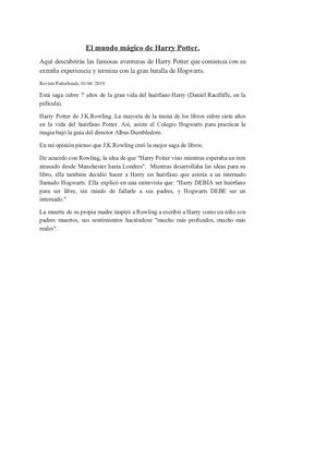 El Mundo Mágico De Harry Potter