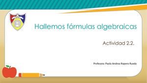 Actividad 2.2. Paso Del Lenguaje Común Al Lenguaje Algebraico