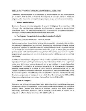 Documentos Para El Transporte De Carga En Colombia