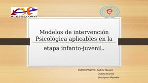 Modelos De Intervención Psicolog Psicolg Infanto Juvenil