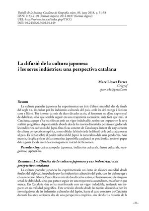 La difusió de la cultura japonesa i les seves indústries: una perspectiva catalana:Marc Llovet Ferrer