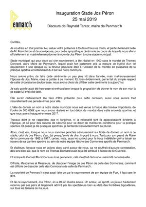 Inauguration - Stade municipal Jos Péron