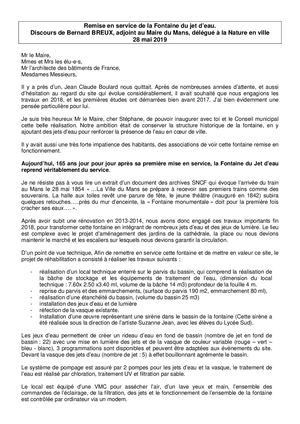 Remise En Service De La Fontaine Du Jet D’eau