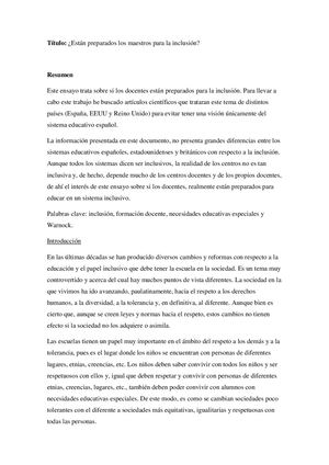 Profesorado Y Educacion Inclusiva