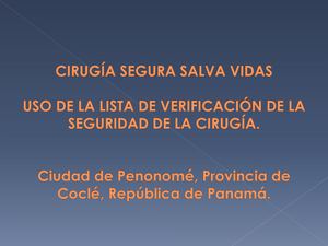 Cirugía Segura Salva Vidas