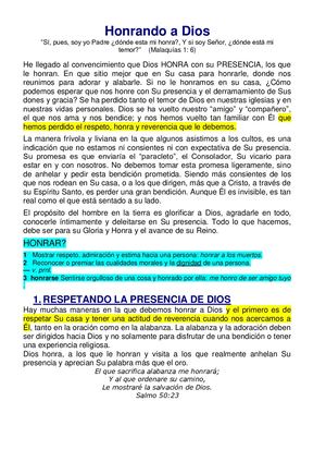 Honrando A Dios