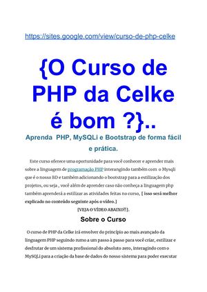 O Curso De Php Da Celke é Bom