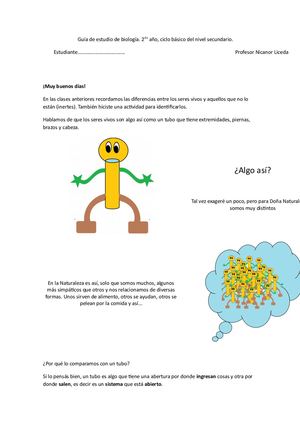 Guía de estudio de biología "seres vivos"