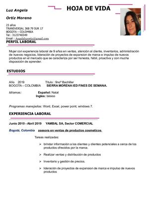 Hoja De Vida Luz Angela