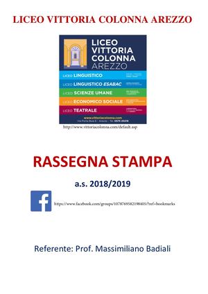 LICEO VITTORIA COLONNA AREZZO Rassegna Stampa 2018 2019