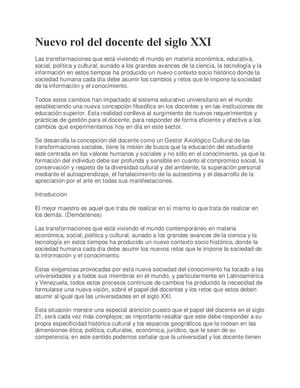 Nuevo Rol Del Docente Del Siglo Xxi