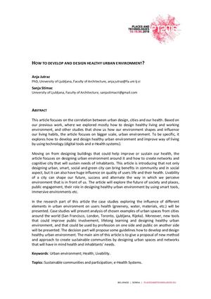 HOW TO DEVELOP AND DESIGN HEALTHY URBAN ENVIRONMENT