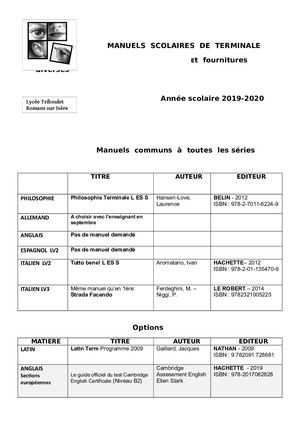 Manuels Scolaires De Terminale