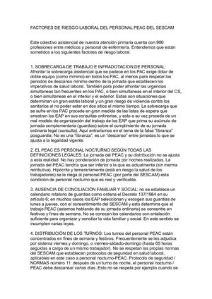 Factores De Riesgo Laboral del personal PEAC del SESCAM