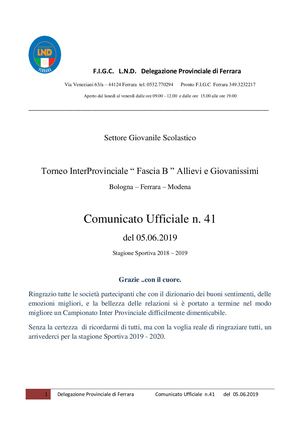 COMUNICATO UFFICIALE FIGC FERRARA