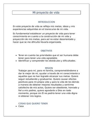 Mi Proyecto De Vida