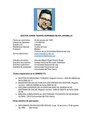 Hoja De Vida Dr Jorge Reyes Jaramillo