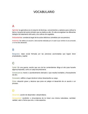 Vocabulario Revolucion Industrial