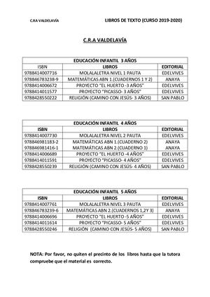 Libros De Texto Infantil 2019 2020