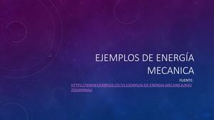 Ejemplos De Energía Mecanica