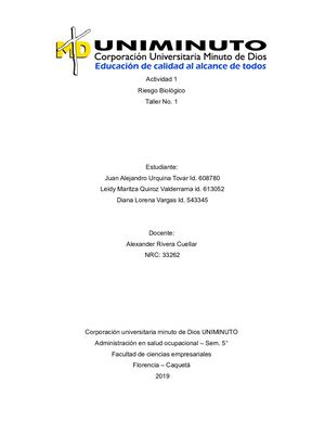Actividad 1 Riesgos Biologicos - Taller No. 1