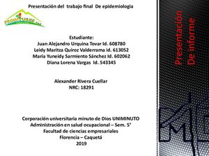 Presentación Del  Trabajo Final  De Epidemiologia