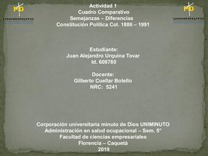 Actividad 1 Cuadro Comparativo Semejanzas Y Diferencias Constitucion Politica De Colombia 1886 1991
