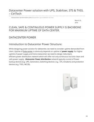Datacenter Power Solution With UPS Stabilizer STS And TVSS- CtrlTech.     #datacenter   #DatacenterPowerSetup  #DatacenterPowerSupply