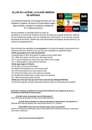 Reportaje sobre casas de apuestas.