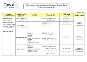 CARSAT Normandie Liste des Permanences des assistants sociaux