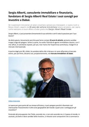 Video Intervista A Sergio Alberti, Un Approfondimento Sul Mercato Immobiliare Di Dubai
