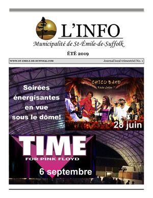 L'INFO Municipalité de St-Émile-de-Suffolk, ÉTÉ 2019