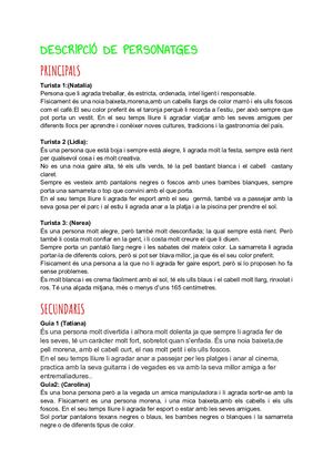 Descripció De Personatges