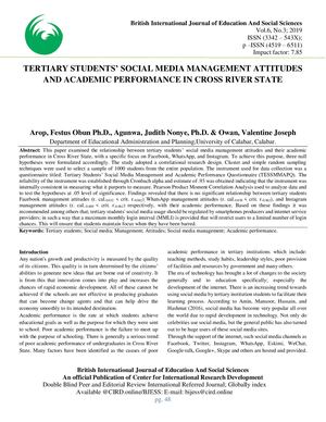Tertiary Students’ Social Media Management Attitudes And Academic Performance In Cross River State .