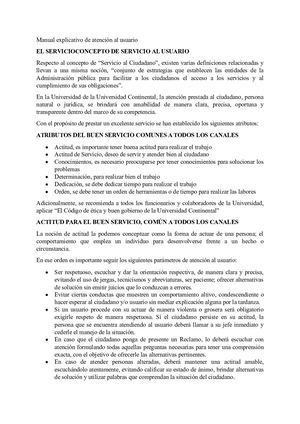 Manual Explicativo De Atención Al Usuario