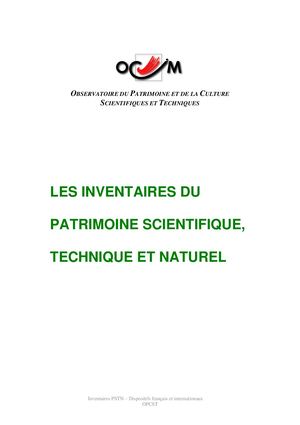 [Ocim] Les inventaires du Patrimoine Scientifique, Technique et Naturel