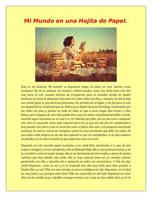 Mi Mundo En Una Hojita De Papel