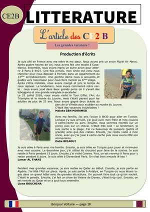 Journal Scolaire 2018 2019 CE2B - Article-