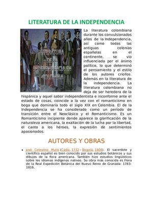 Literatura De La Independencia