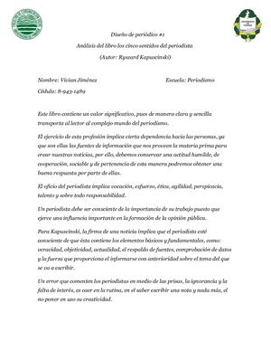 Los 5 Sentidos del Periodista (Diseño De Periódico)