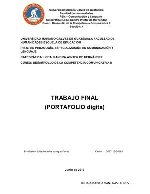 Portafolio Digital Desarrollo De La Competencia Comunicativa II UMG.
