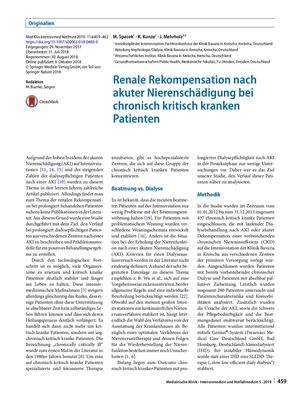 10 Renale Rekompensation Nach Akuter Nierenschädigung Bei Chronisch Kritisch Kranken Patienten
