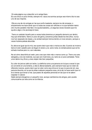 Descripción de mi amiga Sara.