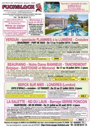 Programme des voyages de juin à décembre 2019