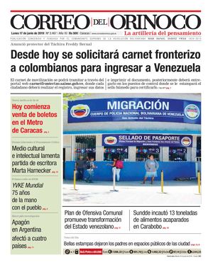 Correo Del Orinoco N° 3 467 Lunes 17 De Junio De 2019