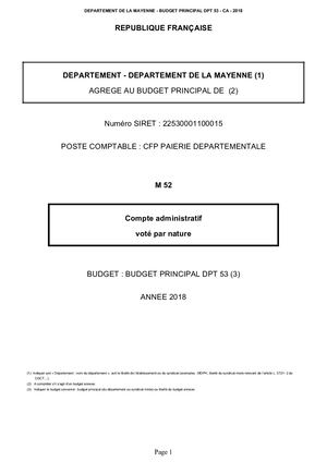 CA2018 - Budget principal