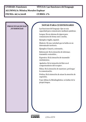 Mónica Las Funciones Del Lenguaje