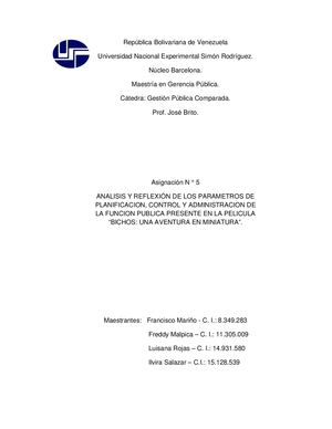 Modelos Gerenciales Pelicula Bichos