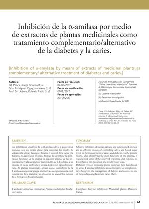 Inhibición De La α-amilasa Por Medio De Extractos De Plantas Medicinales Como Tratamiento Complementarioalternativo De La Diabetes Y La Caries