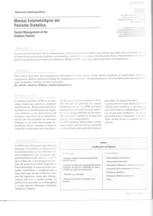 Manejo Estomatológico Del Paciente Diabético